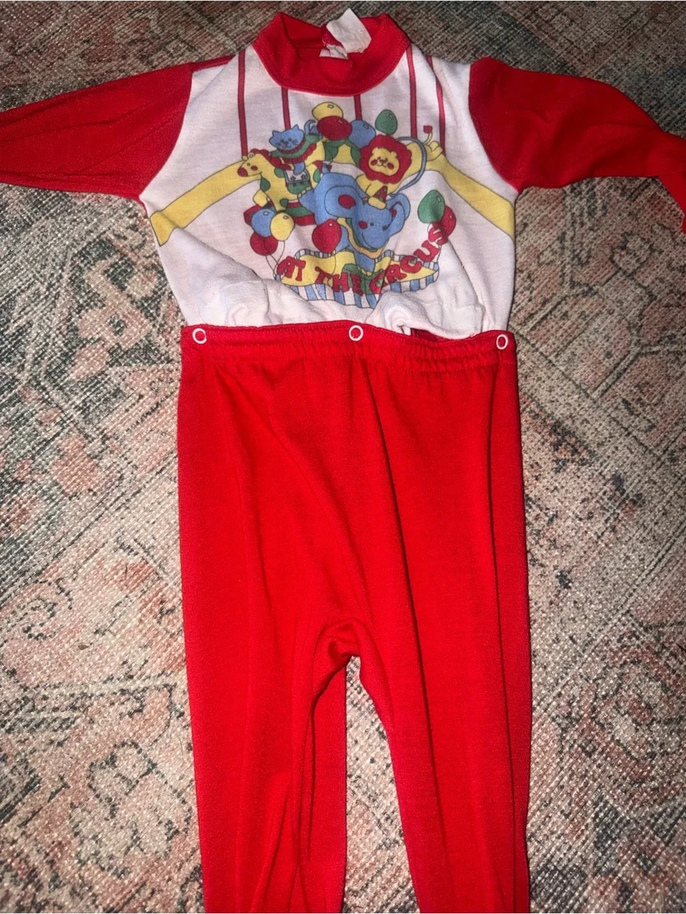 Vintage Circus Pajamas Size 3T Footie Pajamas Unisex Toddler Size 3